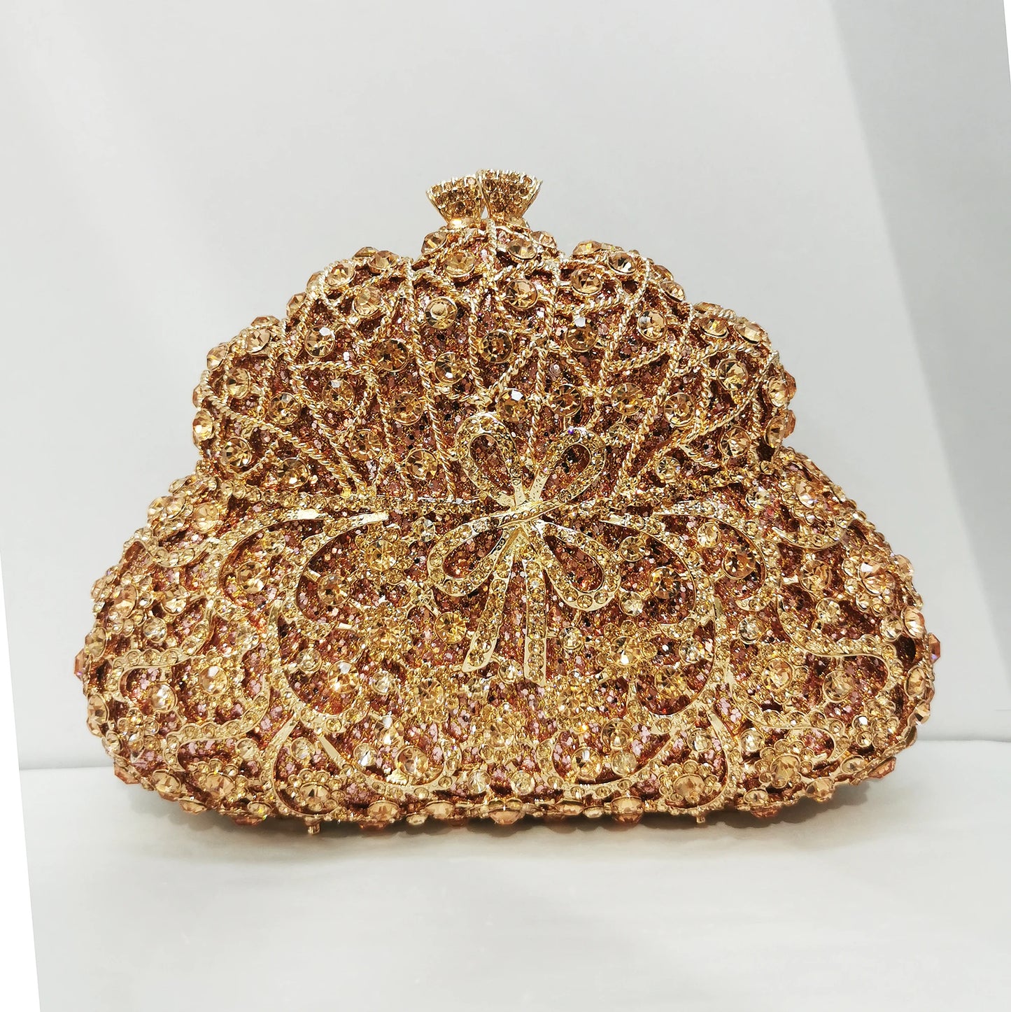 Woman Champagne Green Silver Gold Black Red Diamond Handbag Crystal Wedding Bridal Hollow Gourd Evening Bag Party Dinner Purses