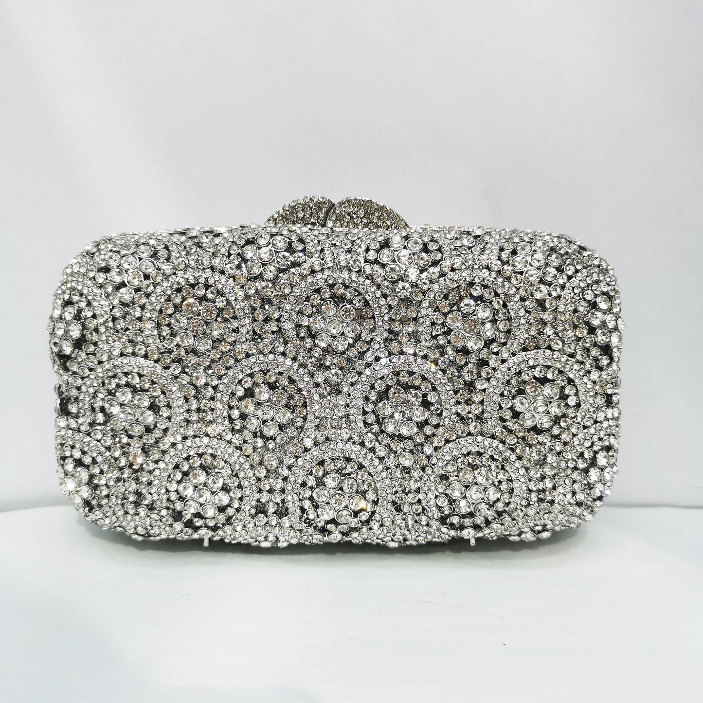 Woman Champagne Silver Gold Pink Diamond Handbag Wedding Bride Crystal Flower Evening Bag Party Dinner Gala Elegant Floral Purse
