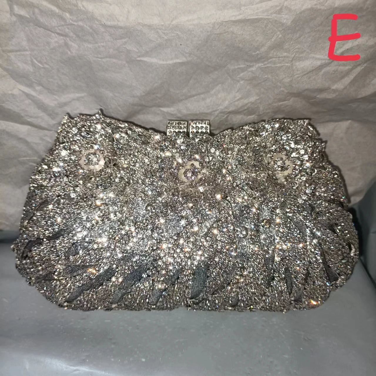 Woman Champagne Silver Green Grey Gold Flower Diamond Purse Bridal Dinner Floral Handbag Wedding Party Crystal Female Clutch Bag