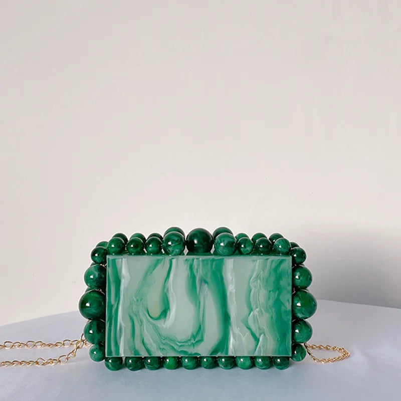 Woman Colorful New Arrival Acrylic Purse Pink Gold Green Silver Black Leopard Handbag Wedding Bridal Birthday Party Evening Bag