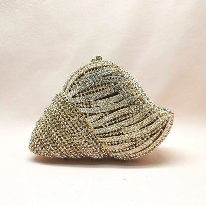 Woman Conch Shape Birthday Cocktail Prom Purse Bridal Dinner Handbag Crystal Wedding Party Clutch Diamond Ladies Cute Gift Bags