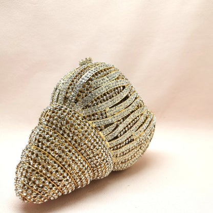 Woman Conch Shape Birthday Cocktail Prom Purse Bridal Dinner Handbag Crystal Wedding Party Clutch Diamond Ladies Cute Gift Bags
