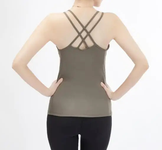 Woman Cross Back Tank Top Bras Stretchy Tight Crop Top black white color