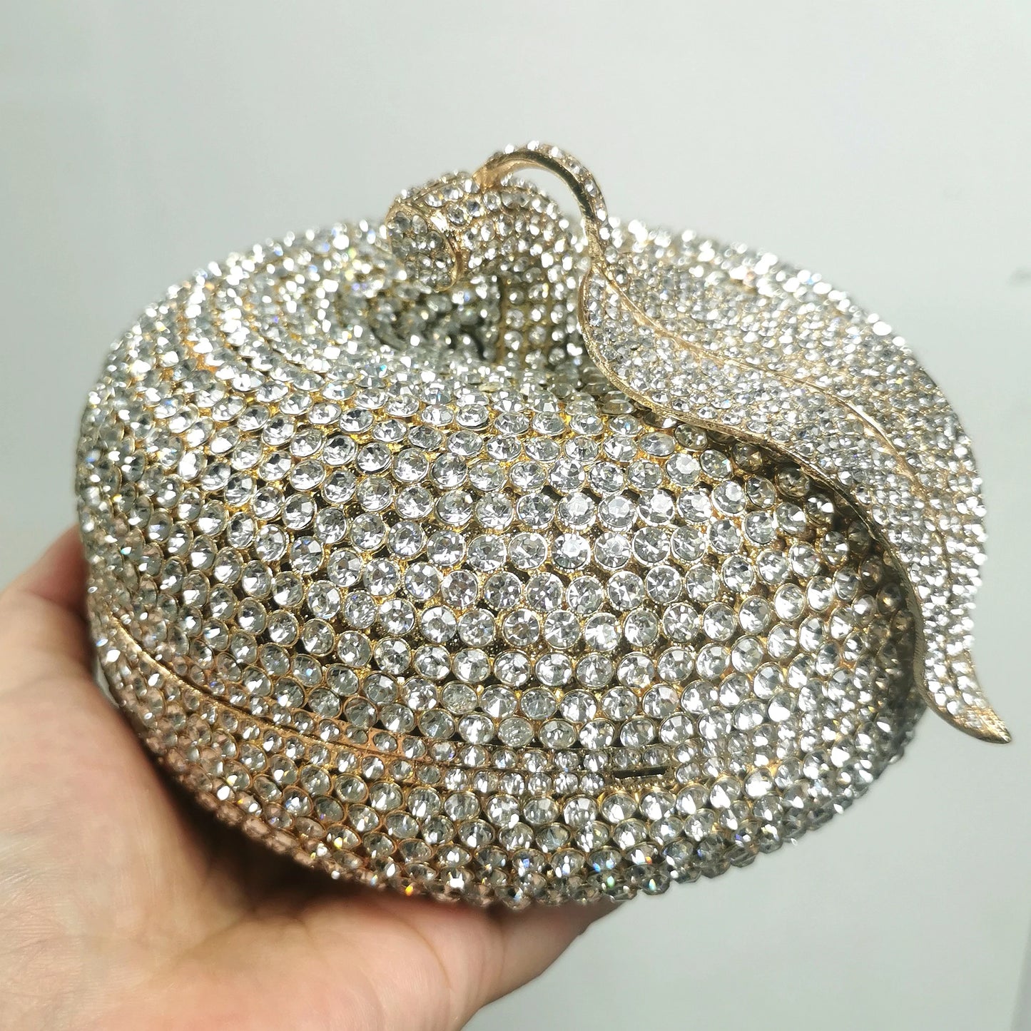 Woman Cute Apple Shape Diamond Cocktail Prom Purse Silver Champagne AB Crystal Lady Bridal Dinner Handbag Wedding Party Gift Bag