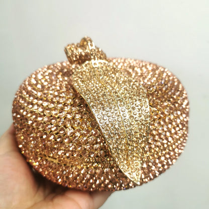 Woman Cute Apple Shape Diamond Cocktail Prom Purse Silver Champagne AB Crystal Lady Bridal Dinner Handbag Wedding Party Gift Bag