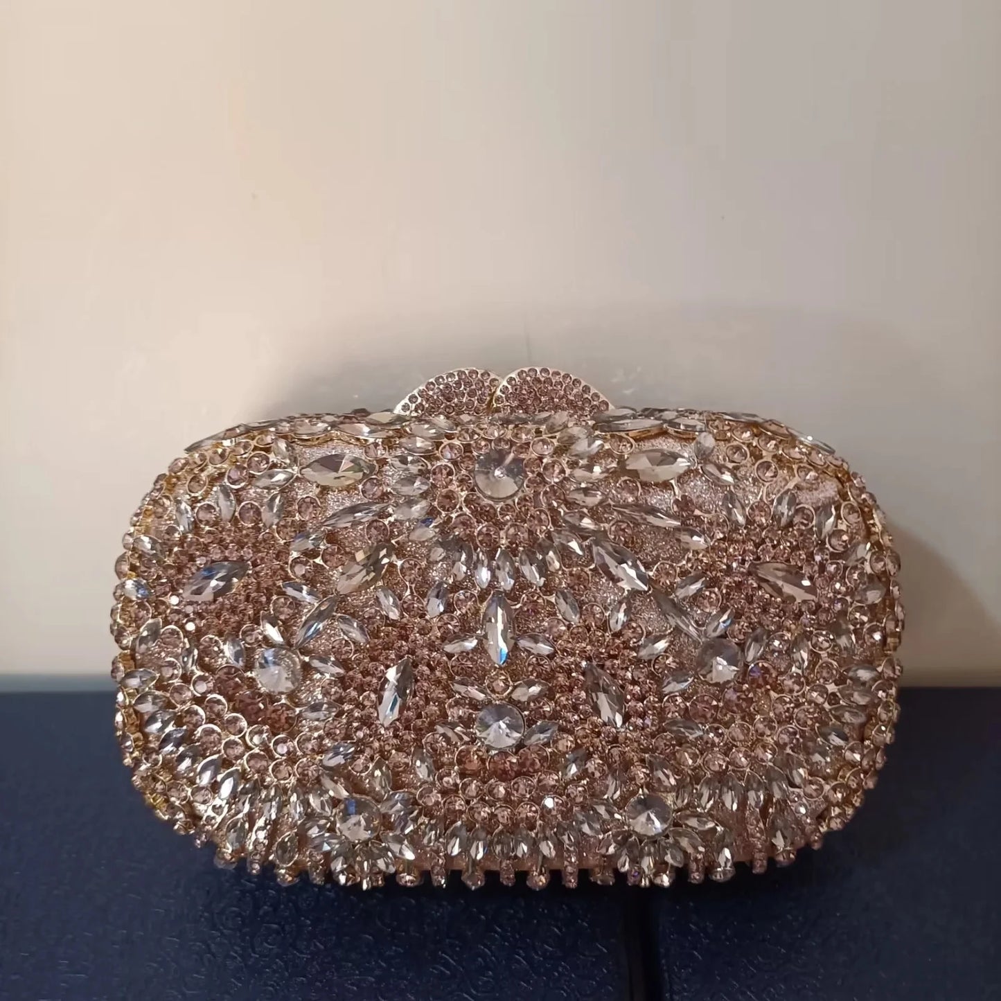 Woman Dark Blue Purple Wedding Bridal Evening Bag Retro Style Crystal Diamond Purse Female Gala Banquet Dinner Party Handbag