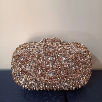 Woman Dark Blue Purple Wedding Bridal Evening Bag Retro Style Crystal Diamond Purse Female Gala Banquet Dinner Party Handbag