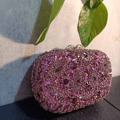 Woman Dark Blue Purple Wedding Bridal Evening Bag Retro Style Crystal Diamond Purse Female Gala Banquet Dinner Party Handbag