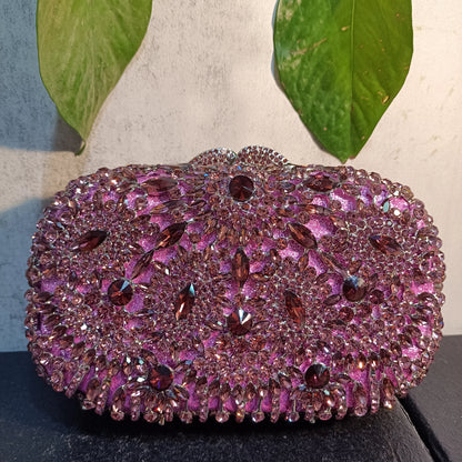 Woman Dark Blue Purple Wedding Bridal Evening Bag Retro Style Crystal Diamond Purse Female Gala Banquet Dinner Party Handbag