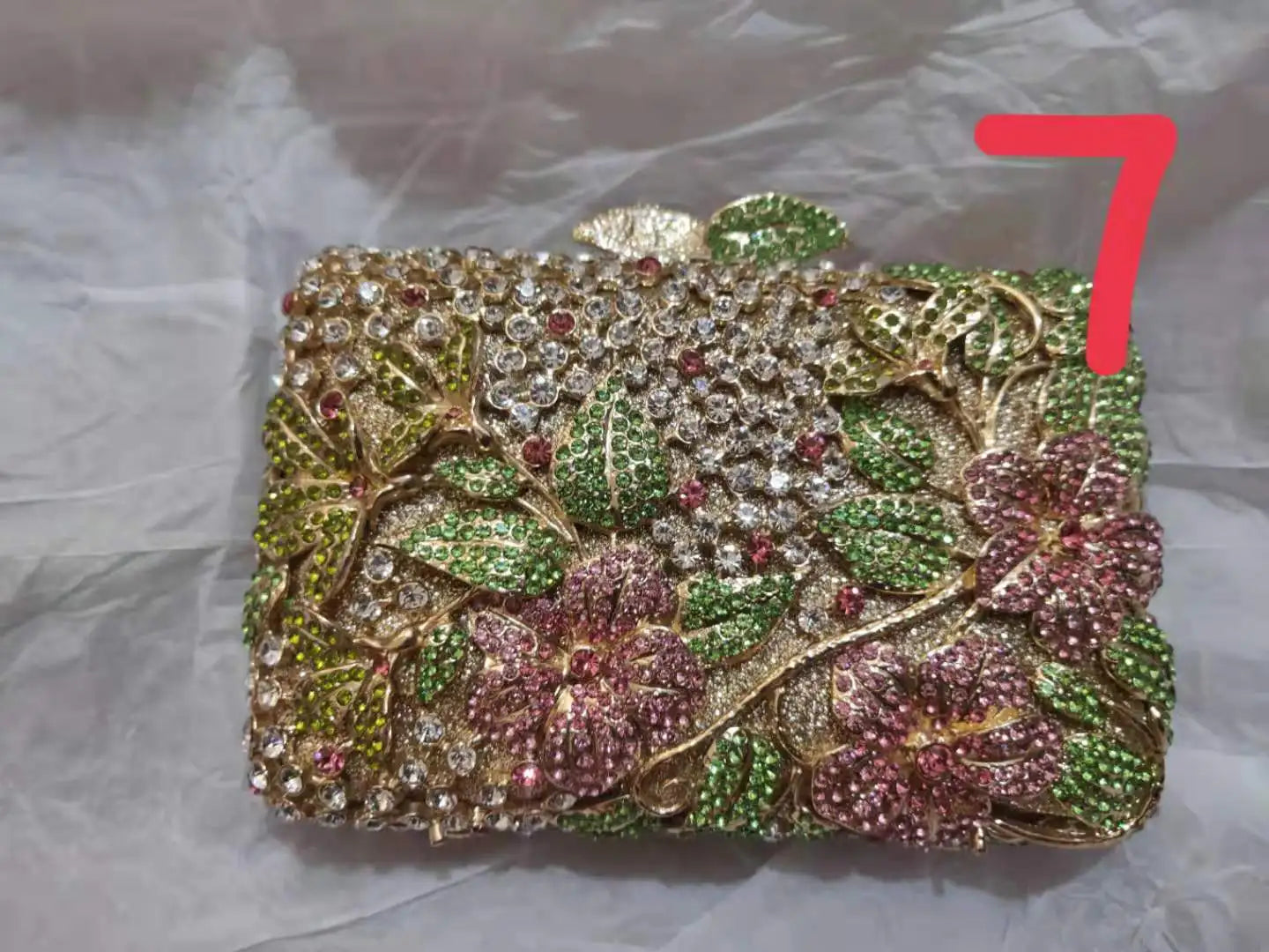 Woman Elegant Floral Diamond Evening Purse Flower Crystal Wedding Bridal Clutch Bag Party Dinner Banquet Metal Female Handbag