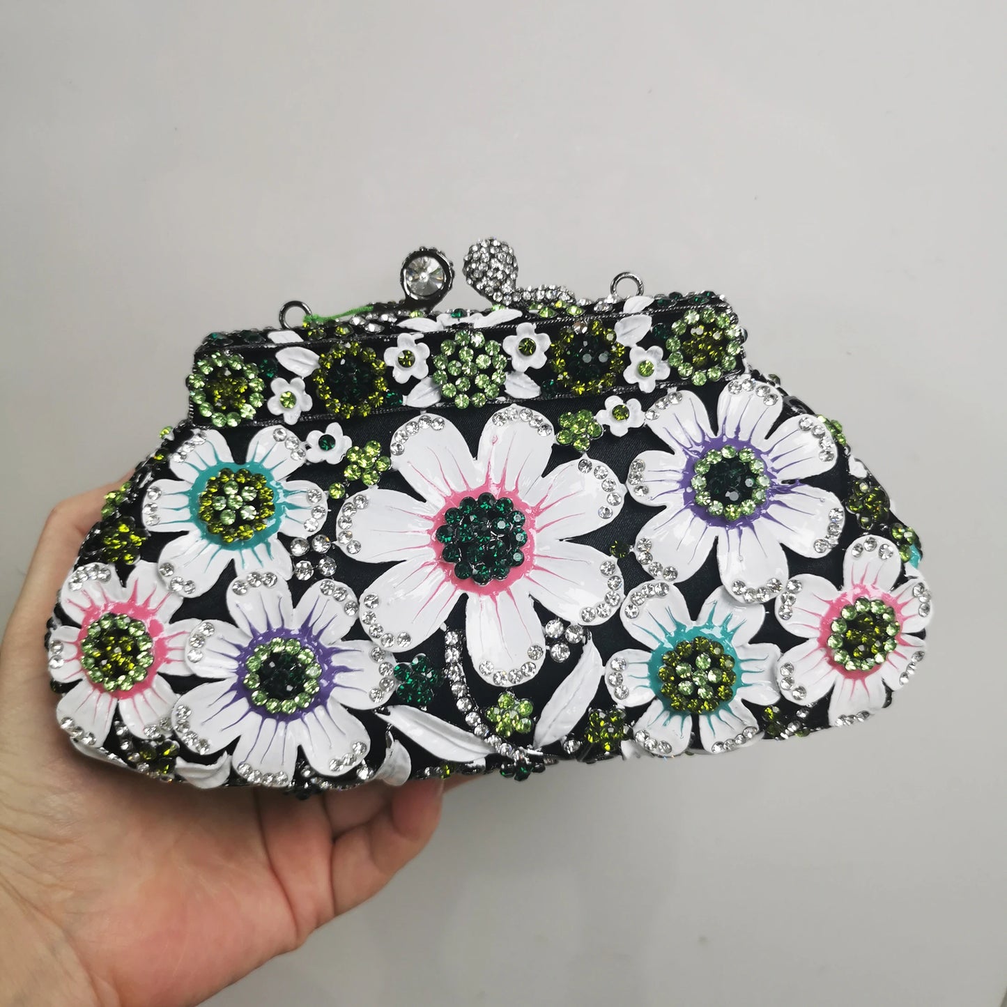 Woman Flower Hollow Out Diamond Dinner Handbag Crystal Wedding Bridal Gala Elegant Evening Bag Cocktail Floral Stone Party Purse