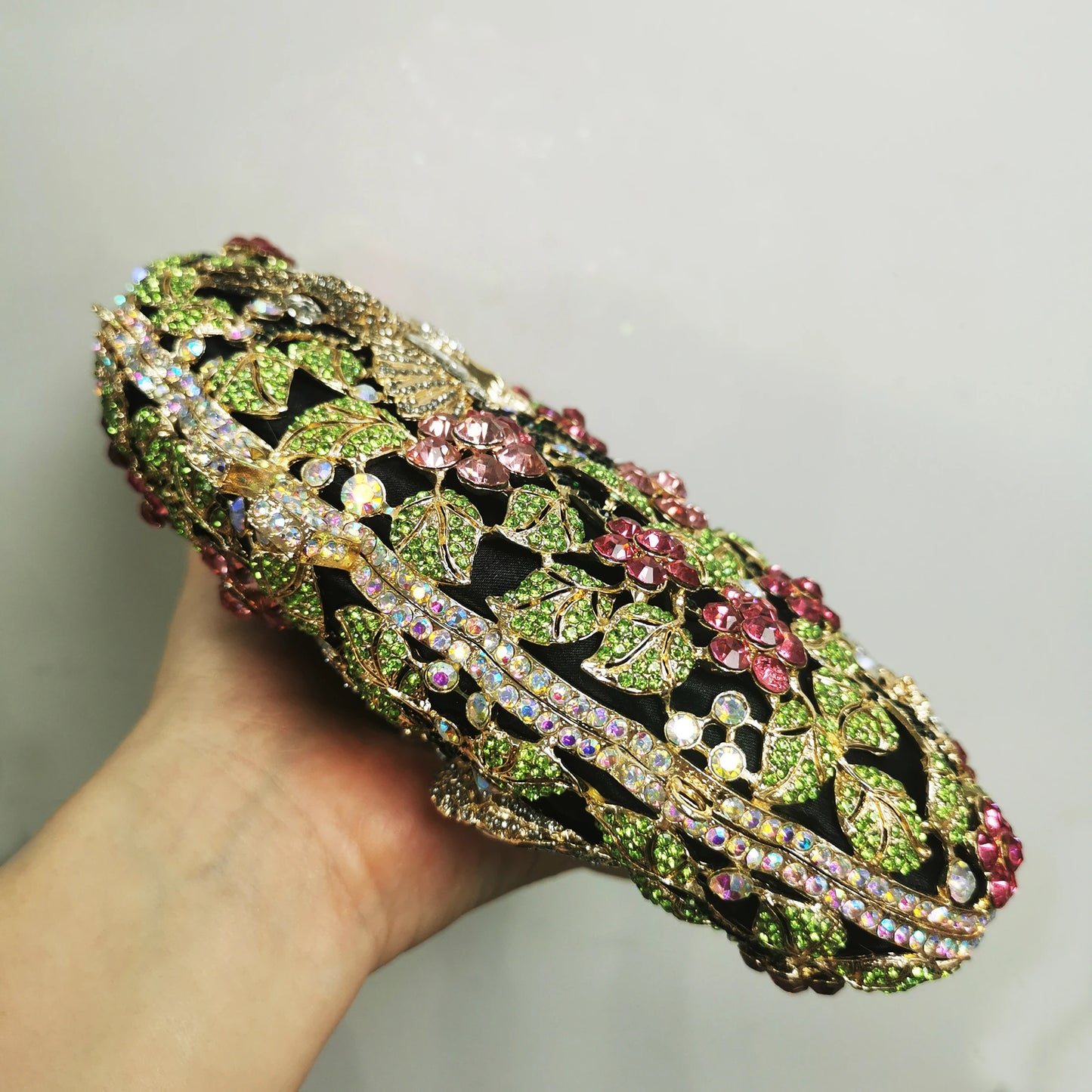 Woman Forest Bird Colorful Diamond Handbag Crystal Stone Hollow Out Wedding Bridal Evening Bag Party Dinner Prom Cocktail Purse