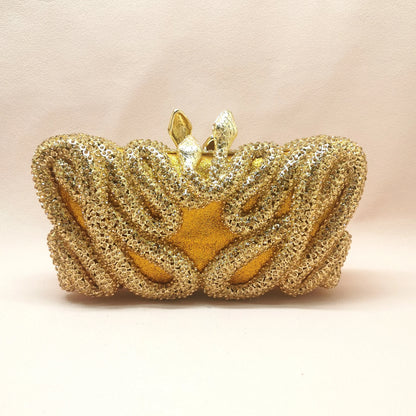 Woman Gold AB Diamond Snake Evening Purse Bridal Dinner Cocktail Prom Gift Handbag Crystal Wedding Party Female Animal Gala Bag