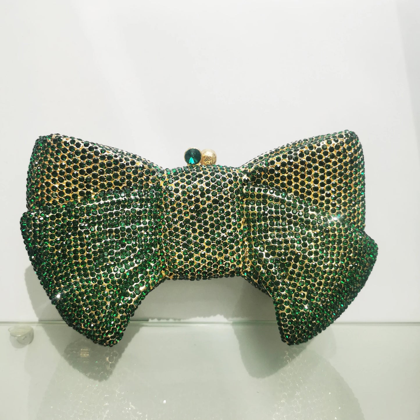 Woman Gold Blue Green Red AB Colorful Diamond Party Evening Bag Bow Shape Wedding Bridal Crystal Handbag Birthday Dinner Purse