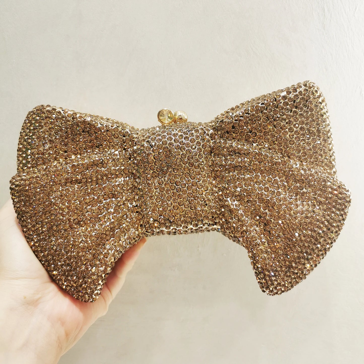 Woman Gold Blue Green Red AB Colorful Diamond Party Evening Bag Bow Shape Wedding Bridal Crystal Handbag Birthday Dinner Purse