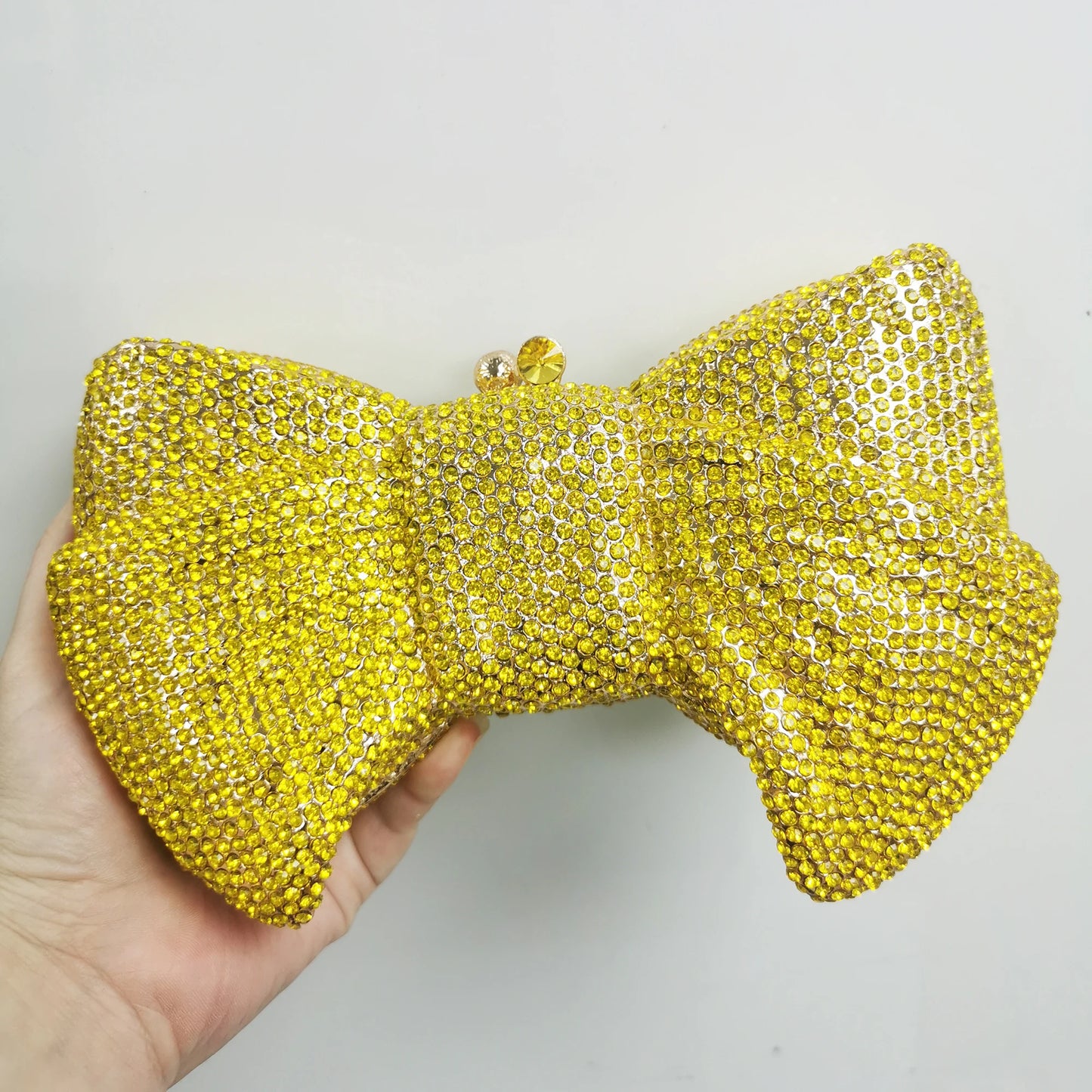Woman Gold Blue Green Red AB Colorful Diamond Party Evening Bag Bow Shape Wedding Bridal Crystal Handbag Birthday Dinner Purse