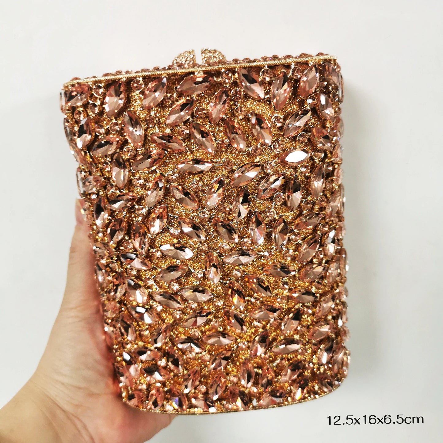 Woman Gold Champagne Diamond Crystal Dinner Cocktail Evening Bags Dinner Gala Elegant Purse Wedding Party Bridal Clutch Handbag