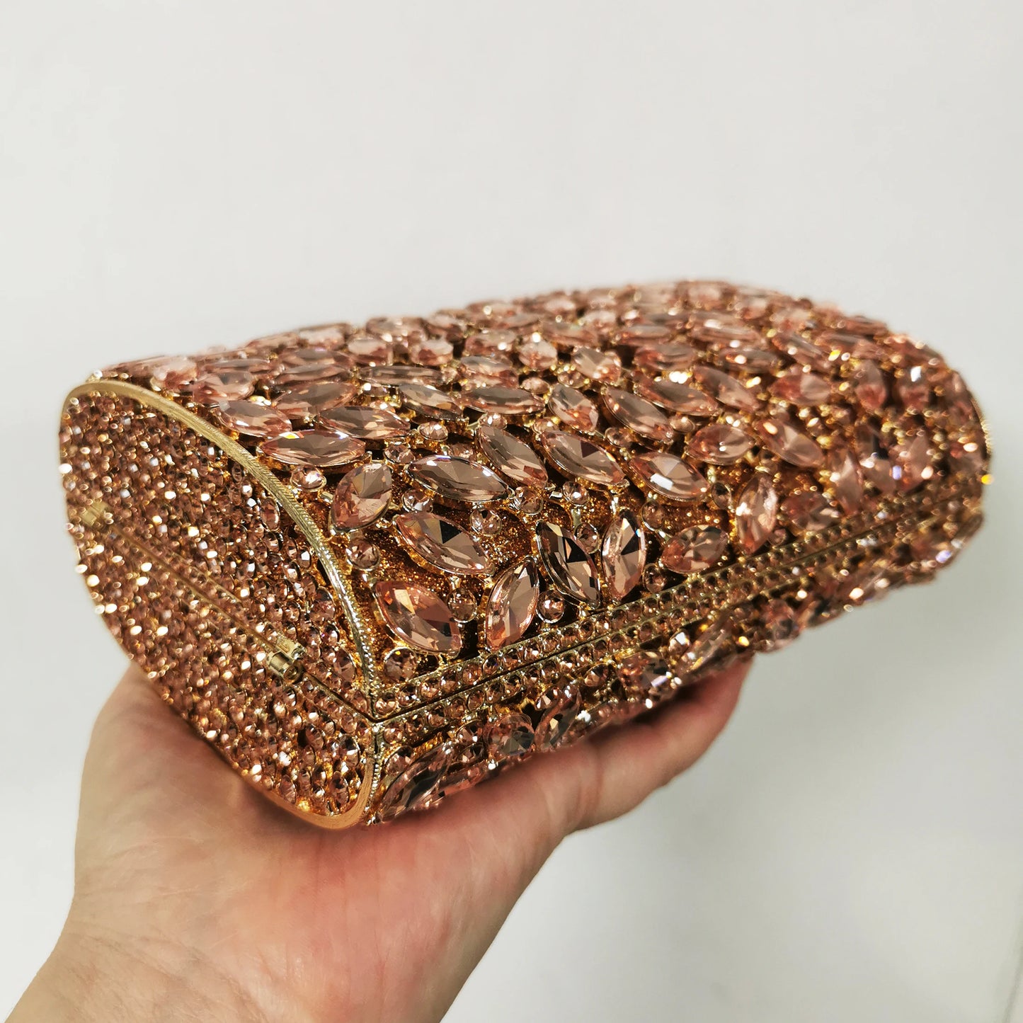 Woman Gold Champagne Diamond Crystal Dinner Cocktail Evening Bags Dinner Gala Elegant Purse Wedding Party Bridal Clutch Handbag
