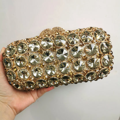 Woman Gold Green Red Diamond Banquet Prom Purse Bridal Dinner Handbag Crystal Wedding Party Metal Rhinestone Clutch Evening Bag