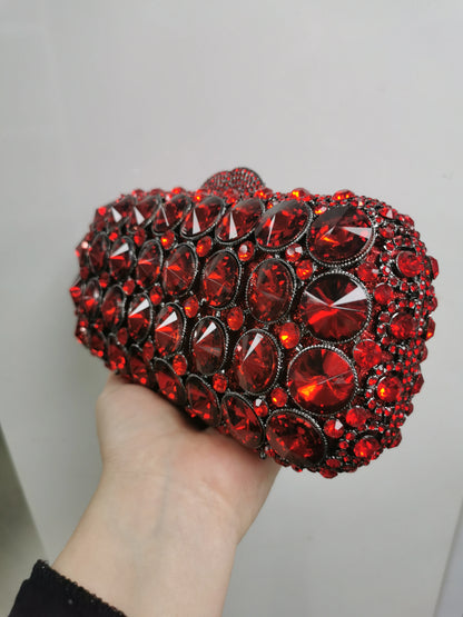 Woman Gold Green Red Diamond Banquet Prom Purse Bridal Dinner Handbag Crystal Wedding Party Metal Rhinestone Clutch Evening Bag