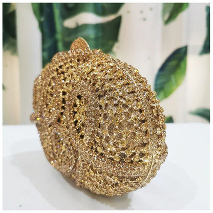 Woman Gold Hollow Snake Diamond Cocktail Party Handbag Crystal Stones Prom Evening Purse Wedding Bridal Rhinestone Banquet Bag