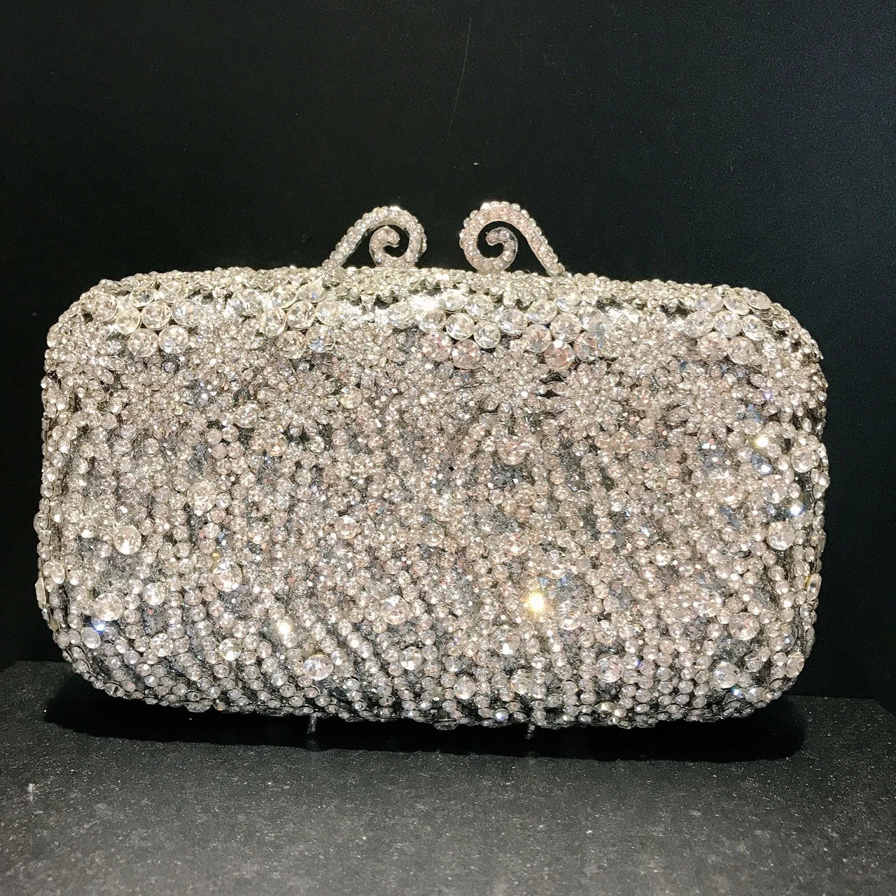 Woman Gold Red Black Pink Silver Champagne Diamond Bag Party Floral Crystal Flower Clutch Purse Wedding Bridal Hollow Handbag