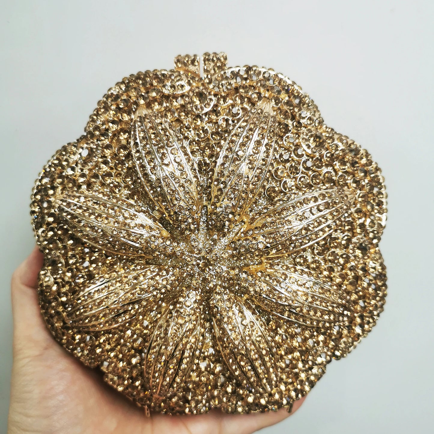 Woman Gold Silver Blue Green Champagne AB Diamond Handbag Crystal Flower Wedding Bridal Bag Party Dinner Floral Mini Lady Purse