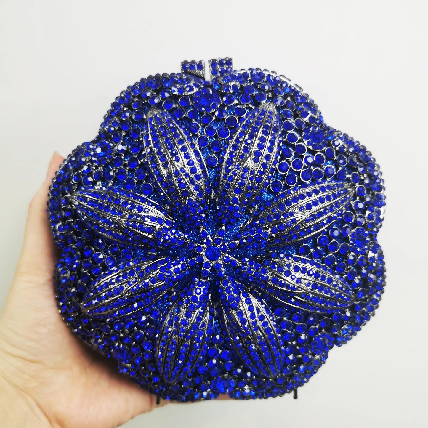 Woman Gold Silver Blue Green Champagne AB Diamond Handbag Crystal Flower Wedding Bridal Bag Party Dinner Floral Mini Lady Purse