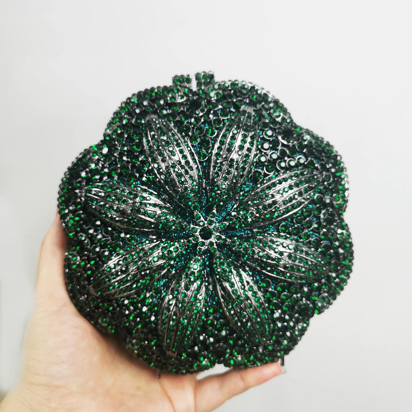 Woman Gold Silver Blue Green Champagne AB Diamond Handbag Crystal Flower Wedding Bridal Bag Party Dinner Floral Mini Lady Purse
