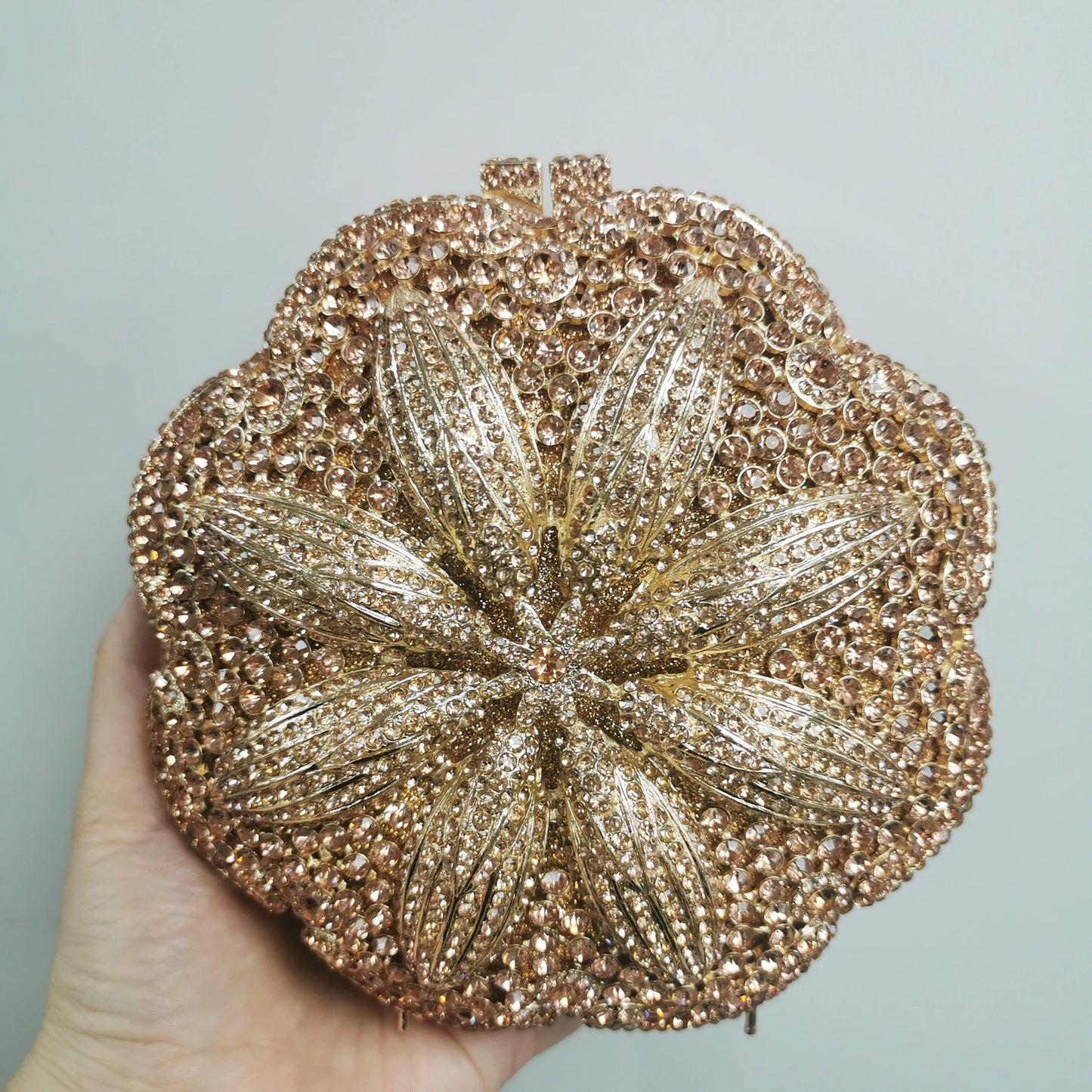Woman Gold Silver Blue Green Champagne AB Diamond Handbag Crystal Flower Wedding Bridal Bag Party Dinner Floral Mini Lady Purse