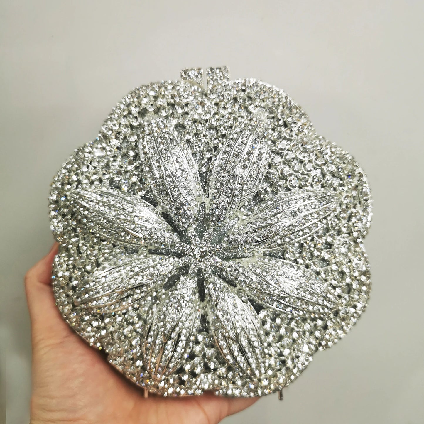Woman Gold Silver Blue Green Champagne AB Diamond Handbag Crystal Flower Wedding Bridal Bag Party Dinner Floral Mini Lady Purse