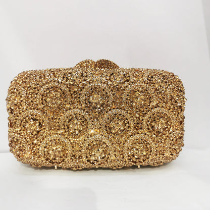 Woman Gold Silver Pink Elegant Dinner Gala Handbag Wedding Bridal Banquet Party Purse Crystal Diamond Stone Female Evening Bag