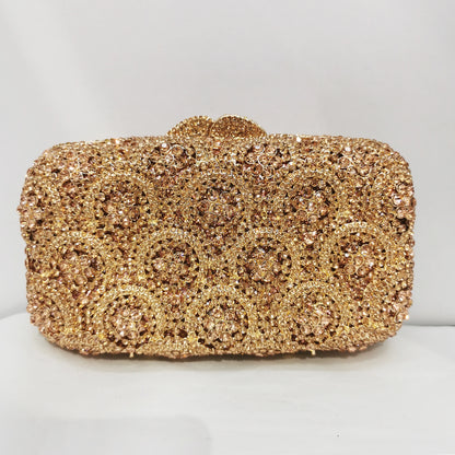 Woman Gold Silver Pink Elegant Dinner Gala Handbag Wedding Bridal Banquet Party Purse Crystal Diamond Stone Female Evening Bag