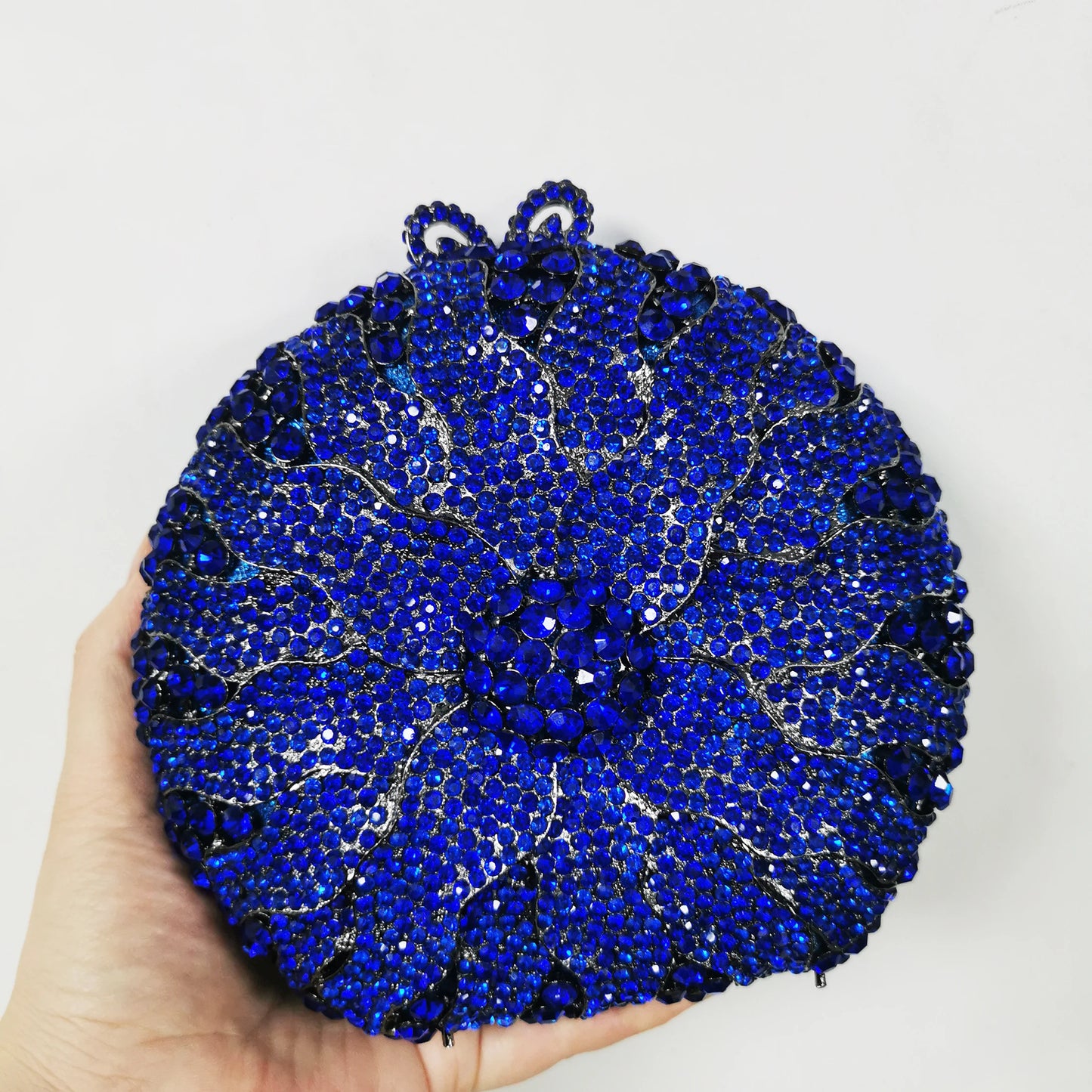 Woman Green AB Gold Blue Diamond Wedding Party Bridal Evening Bag Dinner Gala Flower Crystal Purse Hollow Floral Clutch Handbag