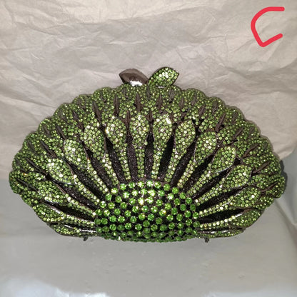 Woman Green Champagne White Flower Diamond Purse Floral Bridal Dinner Gift Clutches Banquet Handbag Wedding Party Rhinestone Bag