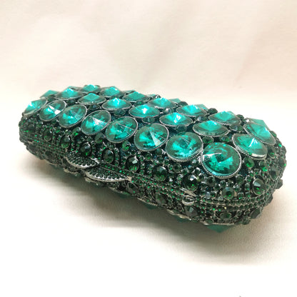 Woman Green Diamond Metal Prom Elegant Purse Bridal Dinner Female Gift Handbag Crystal Wedding Cocktail Party Prom Evening Bag