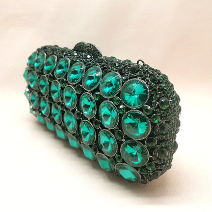 Woman Green Diamond Metal Prom Elegant Purse Bridal Dinner Female Gift Handbag Crystal Wedding Cocktail Party Prom Evening Bag