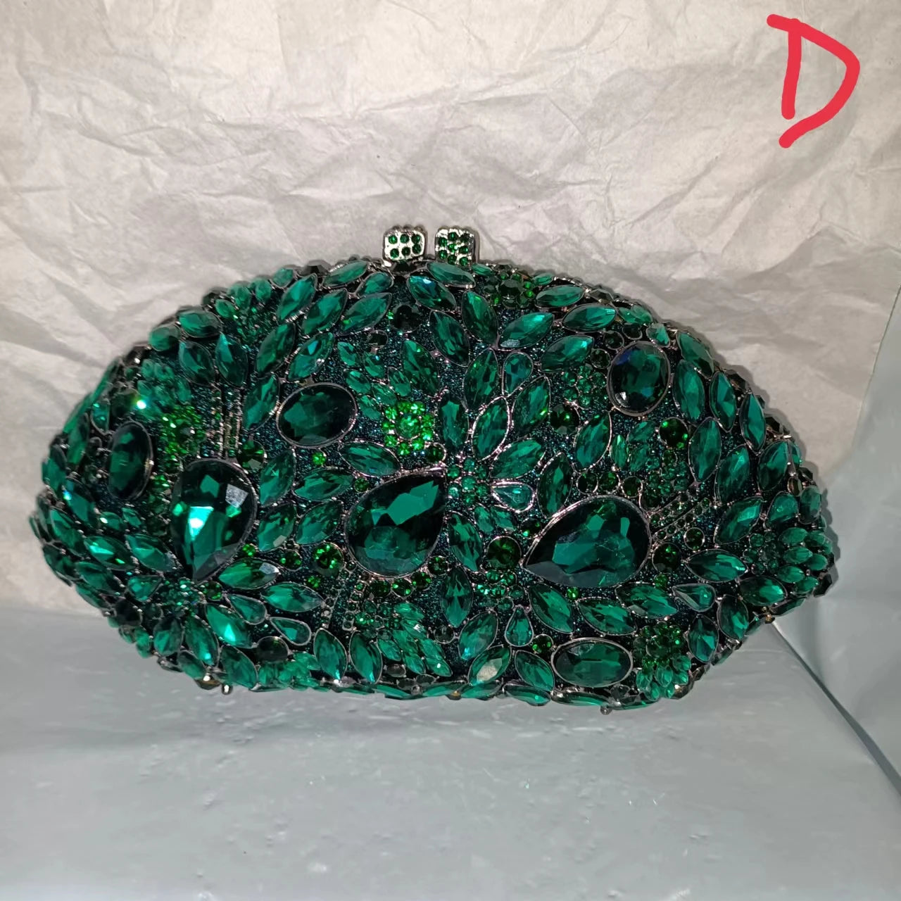 Woman Green Flower Diamond Evening Purse Bridal Dinner Cocktail Prom Handbag Wedding Party Crystal Floral Fashion Clutches Bags