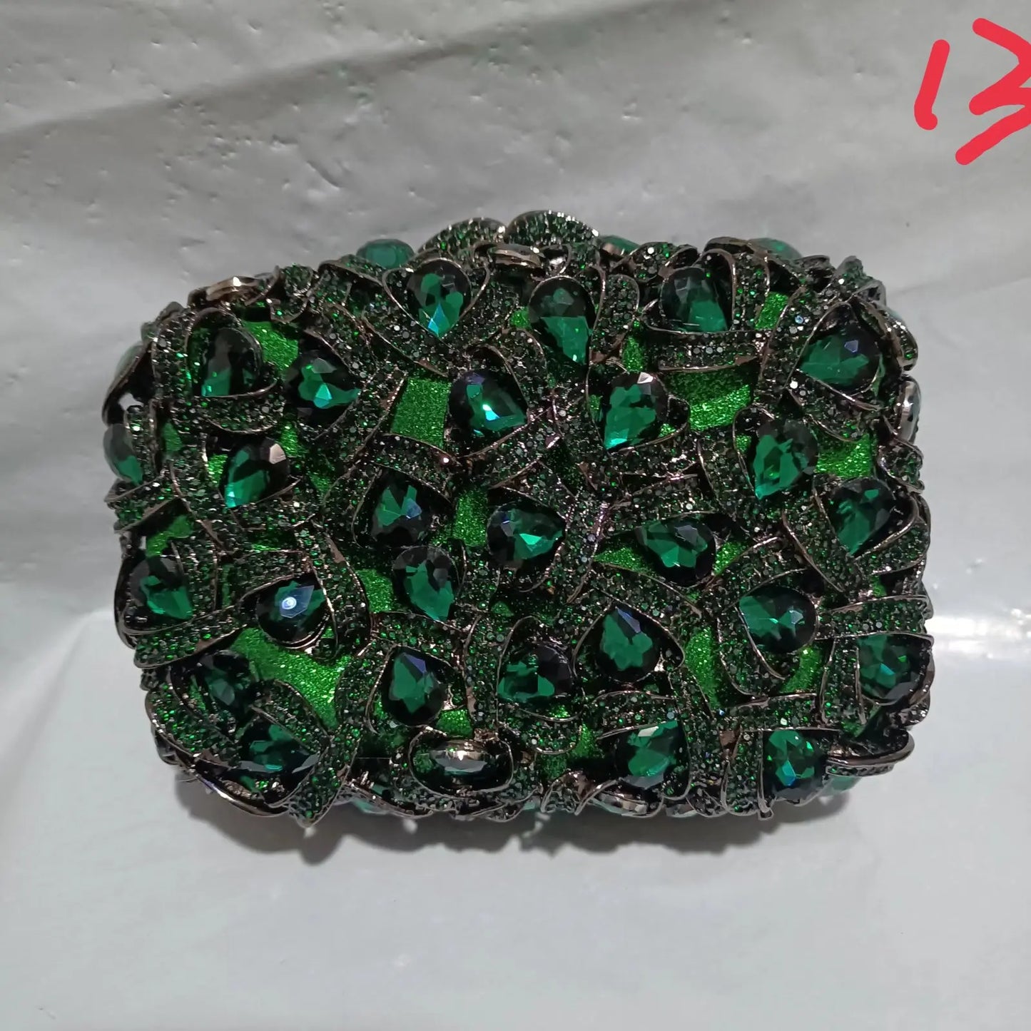Woman Green Hollow Out Diamond Evening Purse Wedding Bridal Birthday Dinner Prom Handbag Cocktail Party Crystal Stone Clutch Bag
