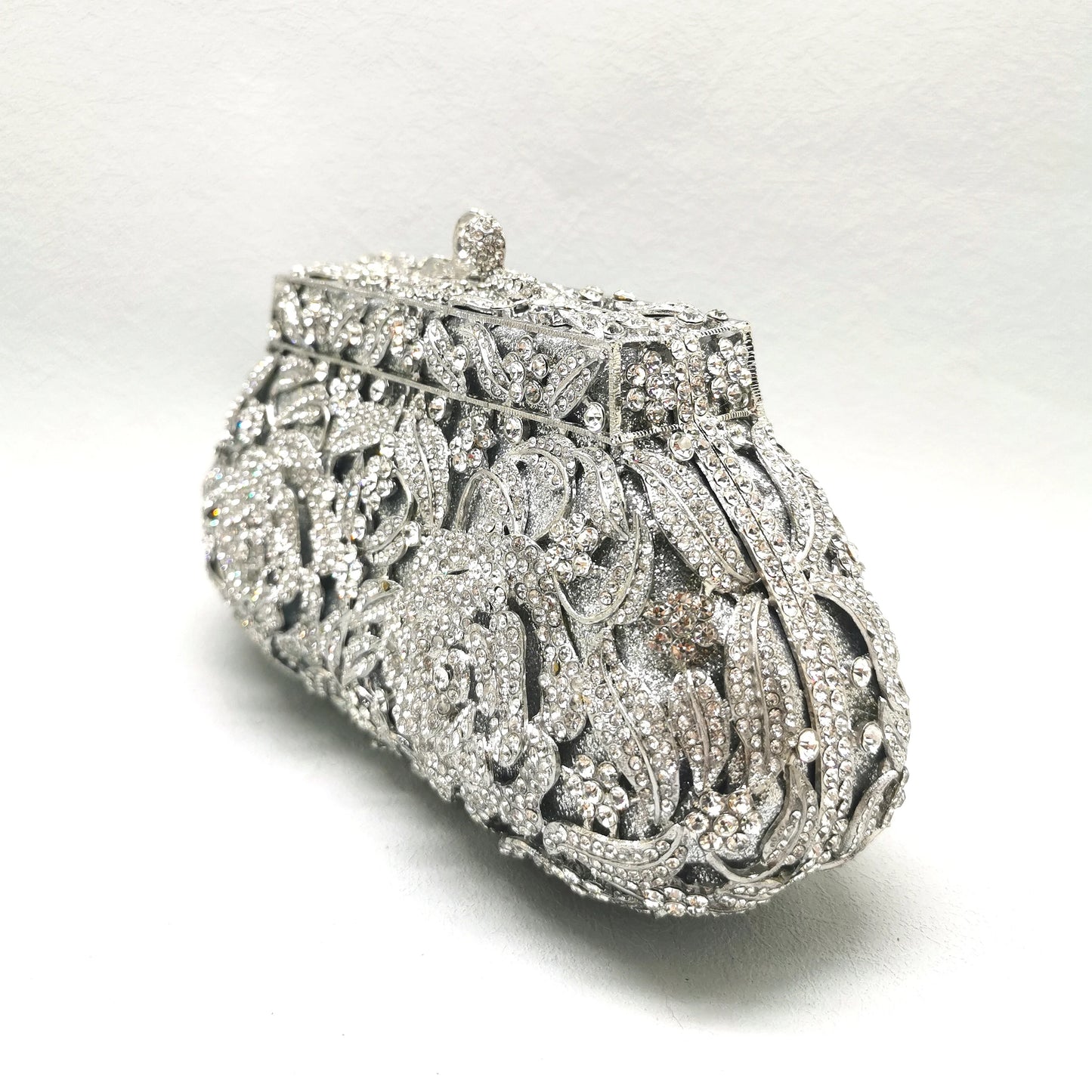 Woman Green Silver Flower Diamond Handbag Crystal Floral Female Wedding Bridal Evening Bag Party Dinner Lady Banquet Gala Purse