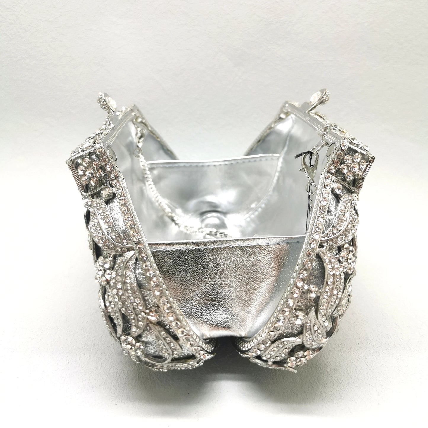 Woman Green Silver Flower Diamond Handbag Crystal Floral Female Wedding Bridal Evening Bag Party Dinner Lady Banquet Gala Purse