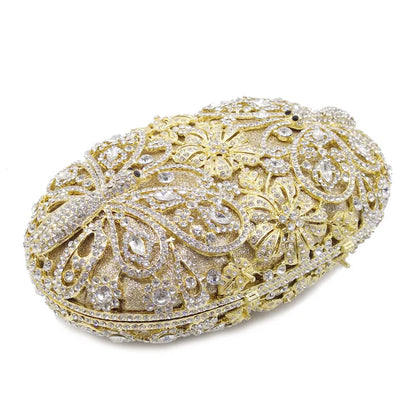 Woman Hollow Out Blue Gold Silver Diamond Evening Bag Animal Butterfly Crystal Clutch Purse Lady Wedding Bridal Party Handbag