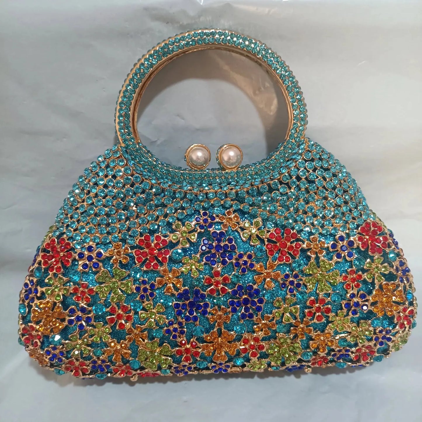 Woman Light Blue Diamond 18 Kinds Evening Bag Wedding Bridal Banquet Party Rhinestone Crystal Purse Gala Dinner Cocktail Handbag