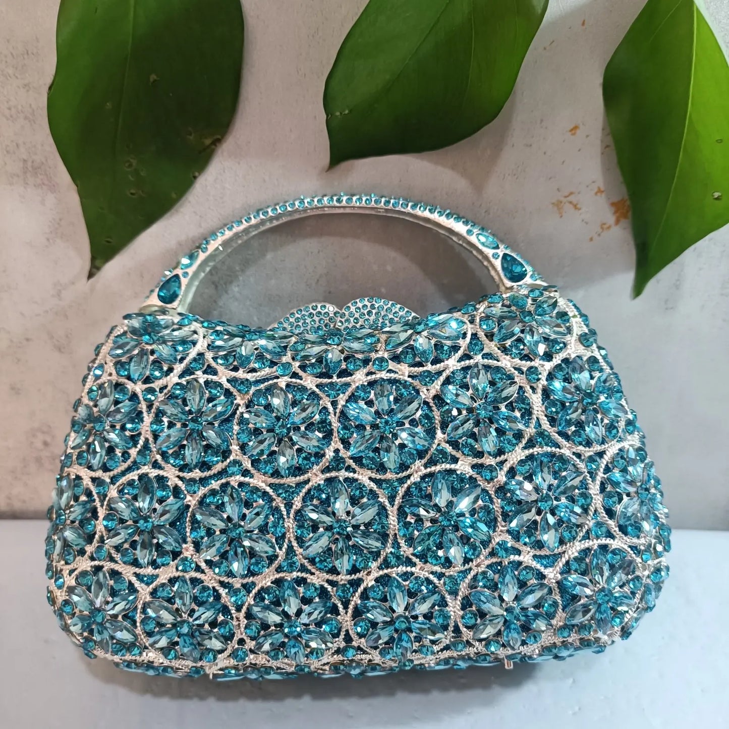 Woman Light Blue Diamond 18 Kinds Evening Bag Wedding Bridal Banquet Party Rhinestone Crystal Purse Gala Dinner Cocktail Handbag