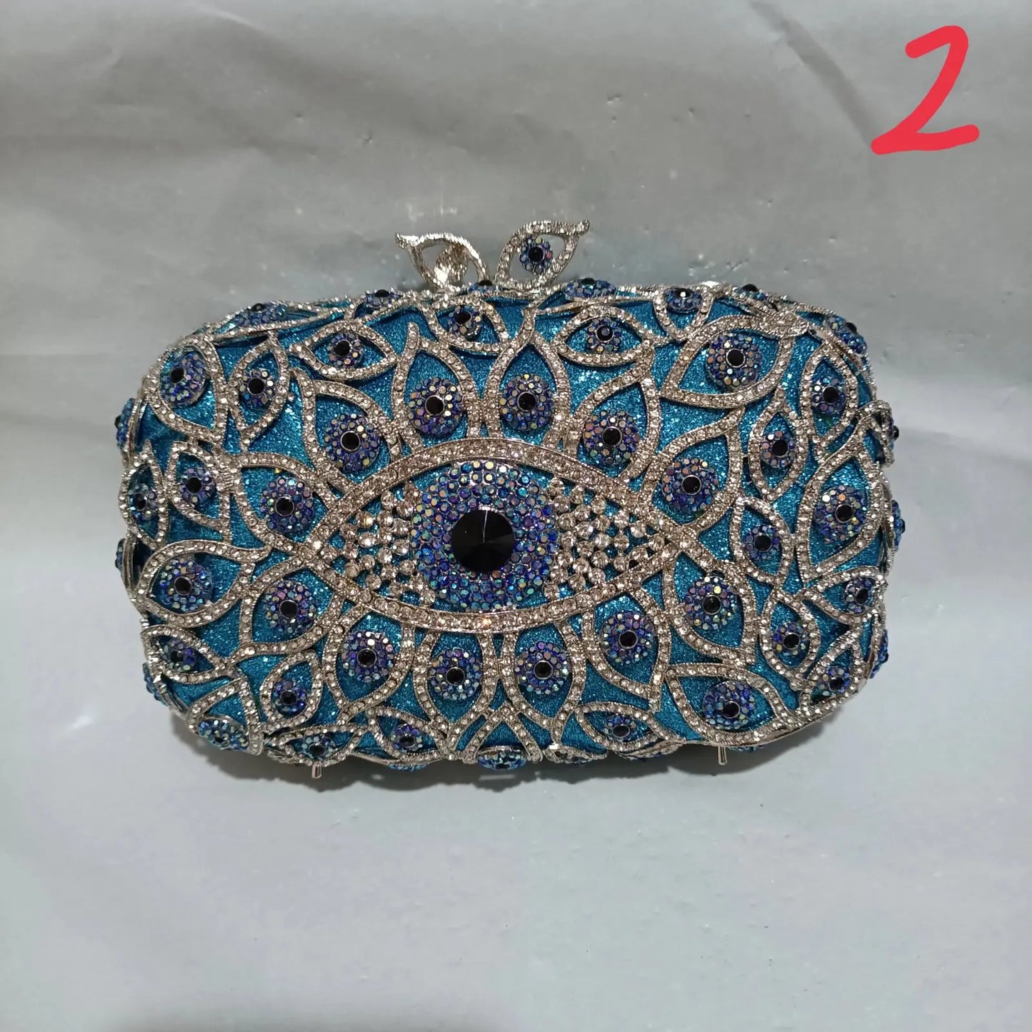 Woman Light Blue Diamond 18 Kinds Evening Bag Wedding Bridal Banquet Party Rhinestone Crystal Purse Gala Dinner Cocktail Handbag