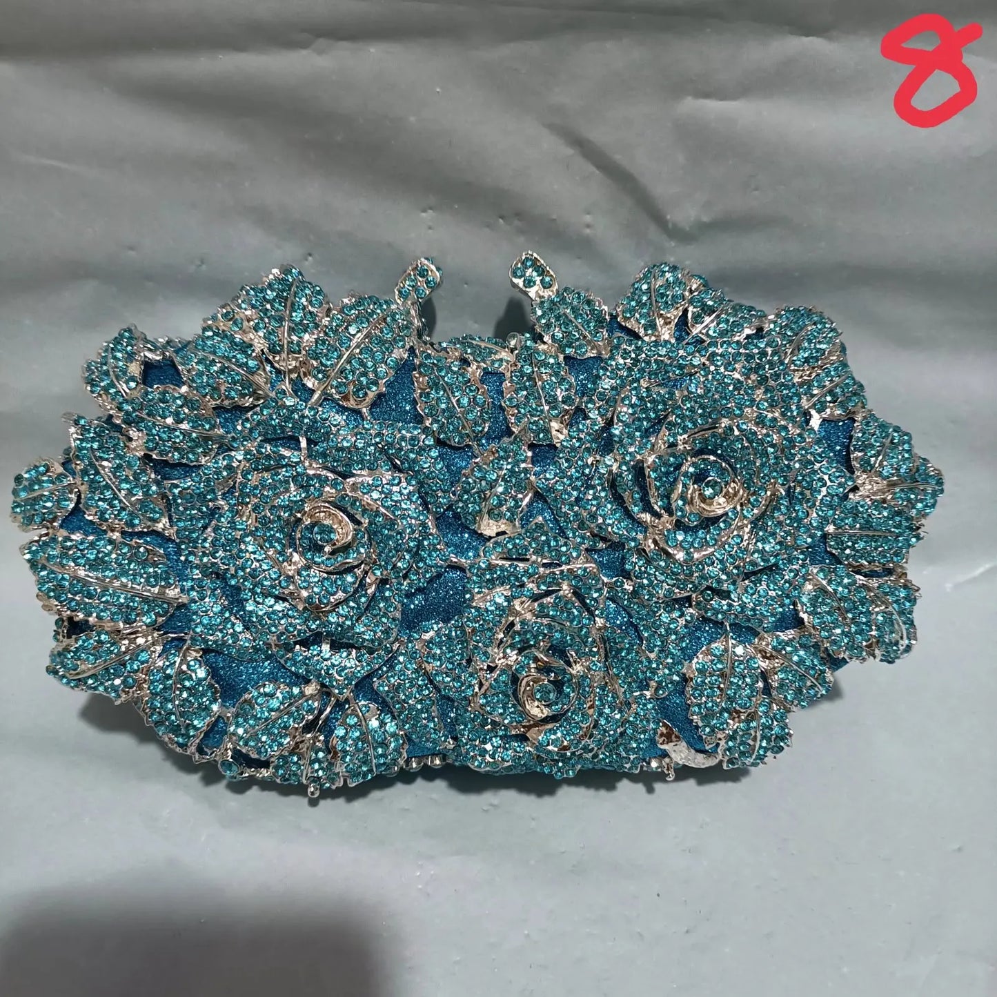 Woman Light Blue Diamond 18 Kinds Evening Bag Wedding Bridal Banquet Party Rhinestone Crystal Purse Gala Dinner Cocktail Handbag