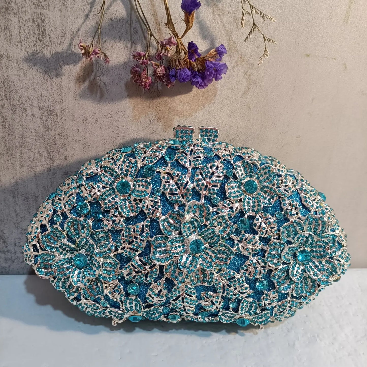 Woman Light Blue Diamond 18 Kinds Evening Bag Wedding Bridal Banquet Party Rhinestone Crystal Purse Gala Dinner Cocktail Handbag