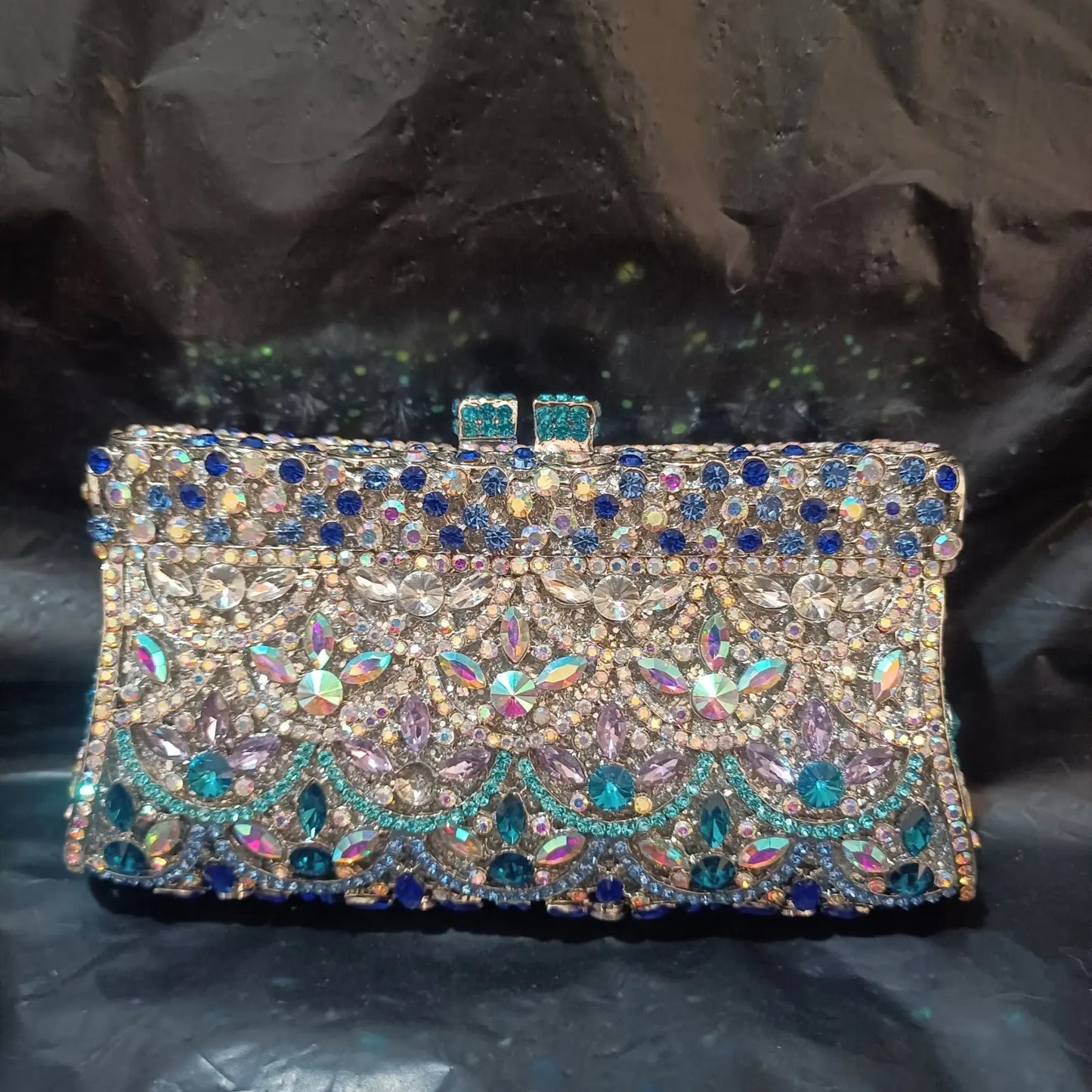 Woman Light Blue Diamond 18 Kinds Evening Bag Wedding Bridal Banquet Party Rhinestone Crystal Purse Gala Dinner Cocktail Handbag