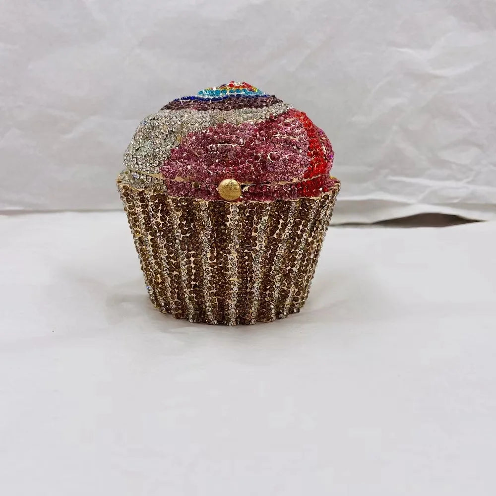 Woman Mini Cake Shape Evening Bag Wedding Bridal Multicolored Diamond Gift Purse Female Crystal Birthday Party Stone Handbag