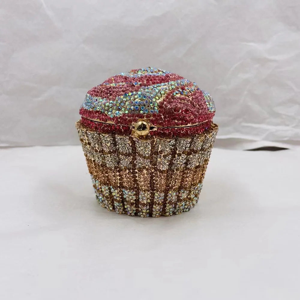 Woman Mini Cake Shape Evening Bag Wedding Bridal Multicolored Diamond Gift Purse Female Crystal Birthday Party Stone Handbag